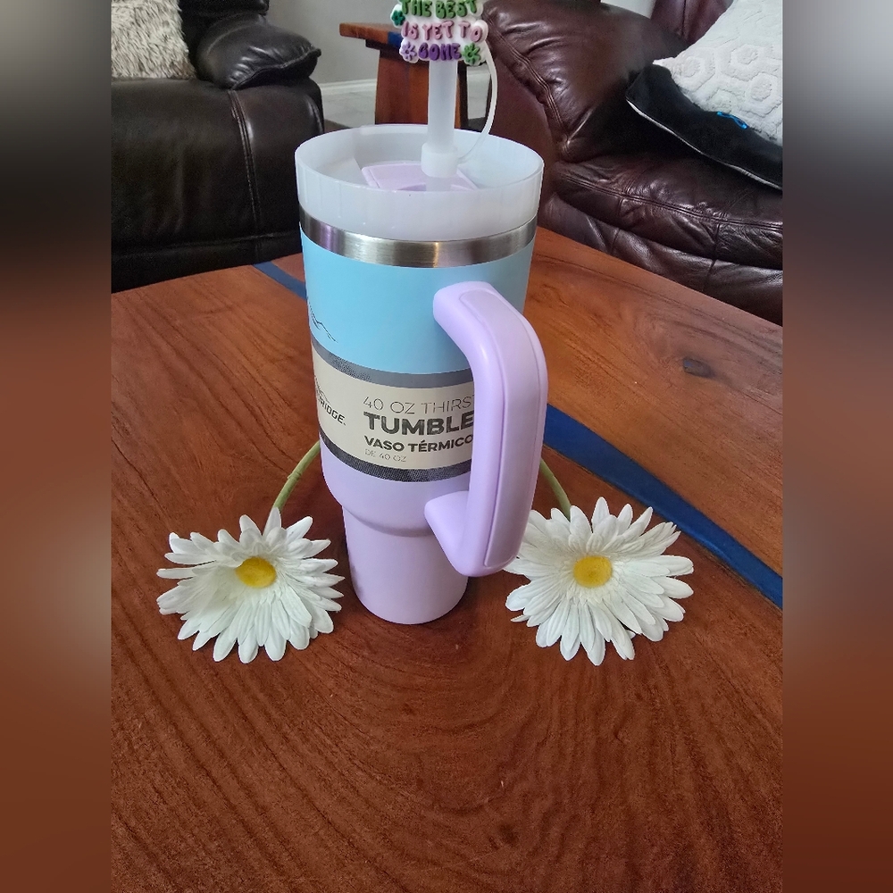 40 oz Pastel Lavender & Light Blue Travel Tumbler with Handle - Adventuridge